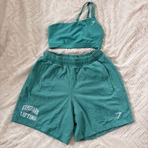 Gymshark Teal Sports Bra and Shorts Set